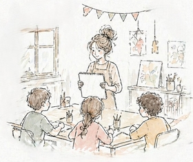 Atelier de dessin en école avec des enfants