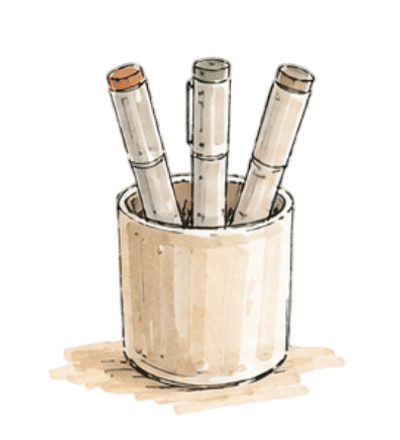 Croquis aquarelle d'un pot à crayons