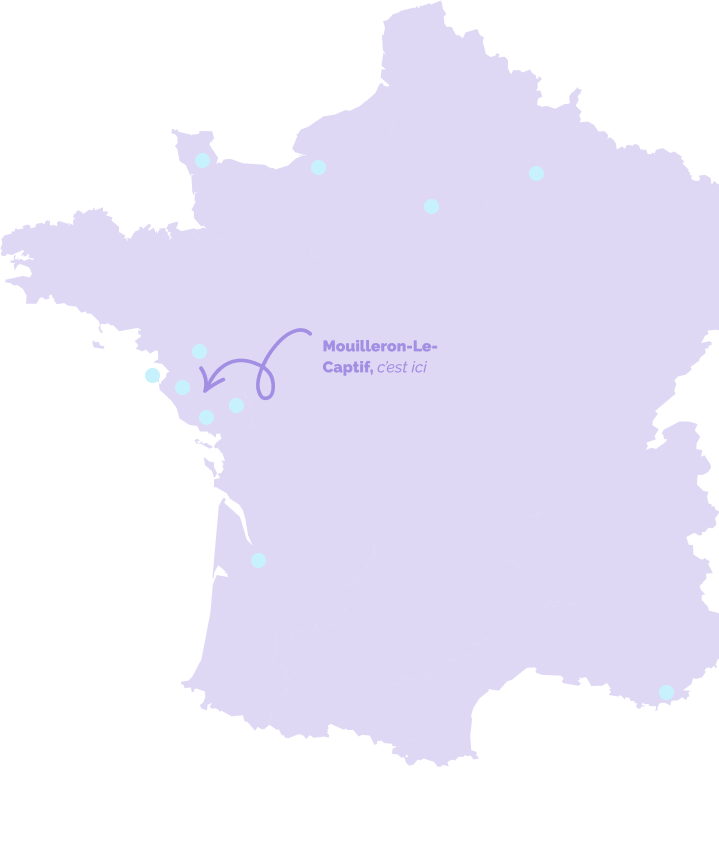 Carte de France : CloAssist' est basée à Mouilleron-le-Captif en Vendée et accompagne ses clients partout en France