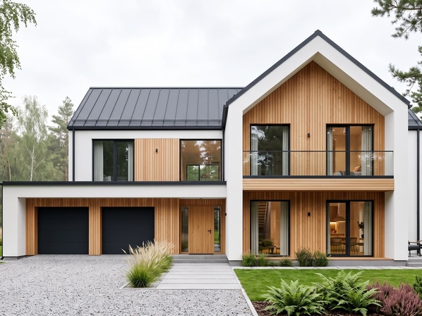 Maison bois moderne à étage avec bardage bois