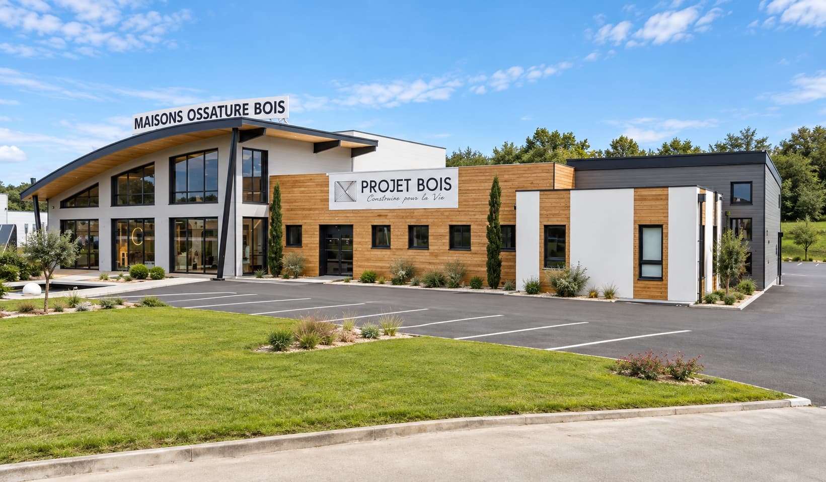 Façade de l'atelier Projet Bois à Aizenay en Vendée