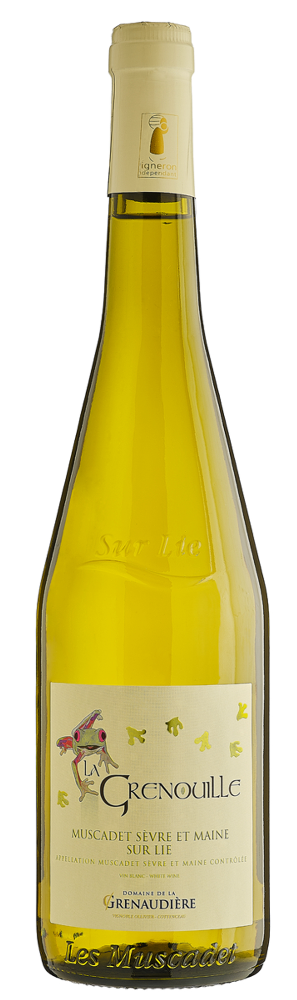 bouteille de vin blanc muscadet sevre et maine sur lie la grenouille
