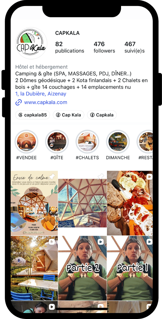 Profil Instagram de Capkala sur un téléphone