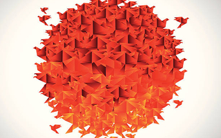 Fleurs en origami rouges