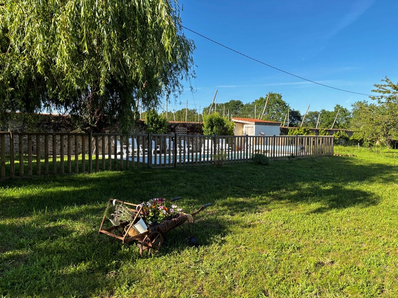 Vue sur la piscine et le houblon