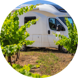 Camping car dans les vignes